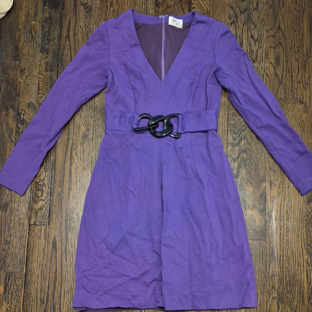 Milly Long Sleeve Purple Dress with Belt